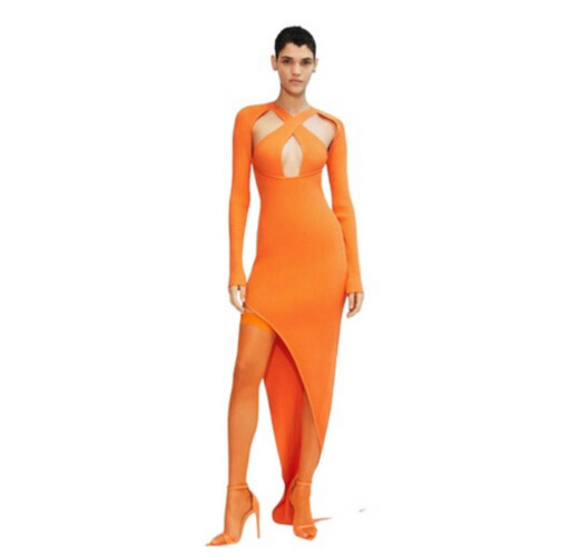 فستان سترج صيفي برتقالي