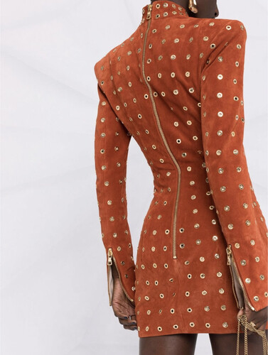 فستان شامواه برتقالي مع حلقات ذهبيه