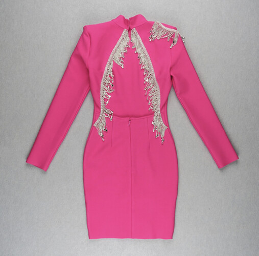 فستان استرج باندج وردي فوشيا مع سواروفسكي على الظهر