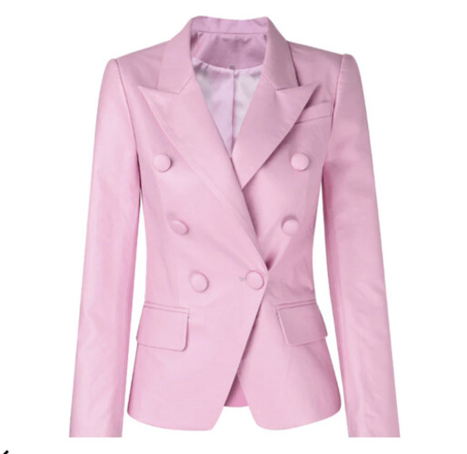 جاكيت جلد وردي فاتح