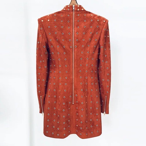 فستان شامواه برتقالي مع حلقات ذهبيه