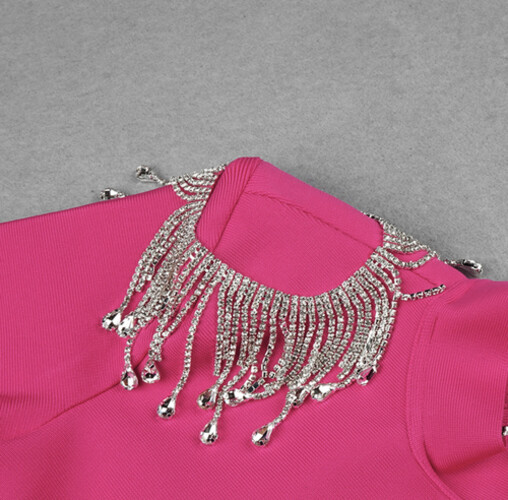 فستان استرج باندج وردي فوشيا مع سواروفسكي على الظهر