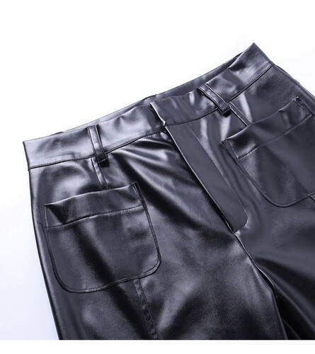 بنطلون جلد اسود هاي ويست