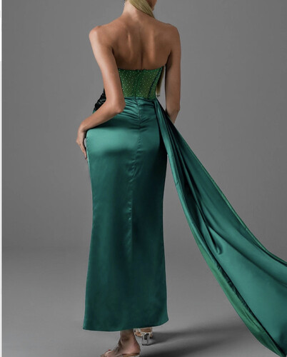 فستان سهره ستان اخضر