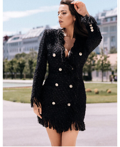 فستان اسود شتوي