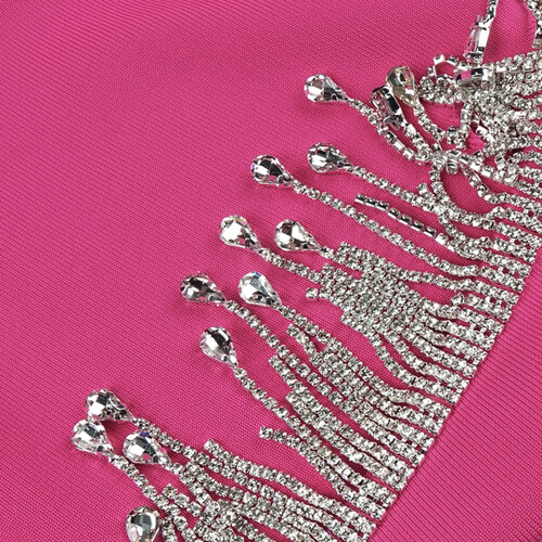 فستان استرج باندج وردي فوشيا مع سواروفسكي على الظهر