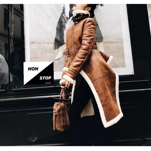 جاكيت بني مع فرو