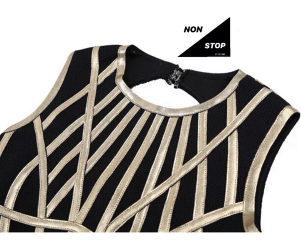 فستان باندج اسود بذهبي