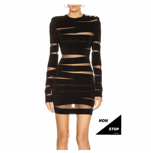 فستان اسود باندج مخطط