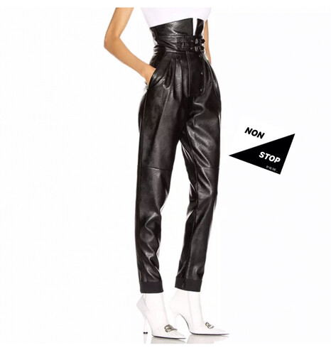 بنطلون جلد خصر عالي