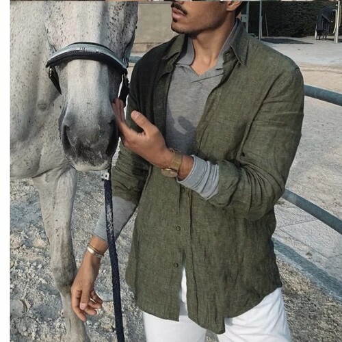 قميص لينن زيتي