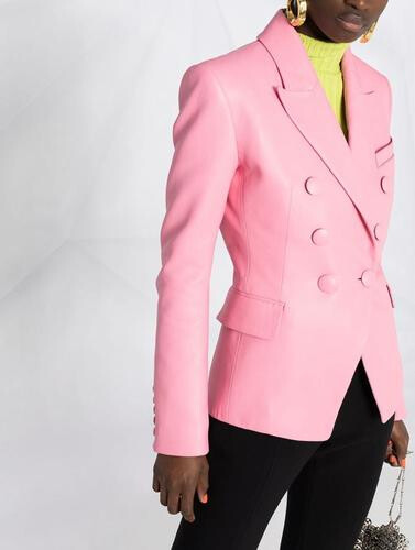 جاكيت جلد وردي فاتح