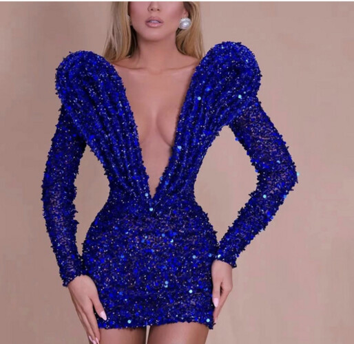 فستان ترتر لامع ازرق