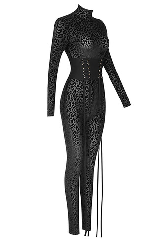 ليوبارد جمبسوت مخمل سترج مع حزام