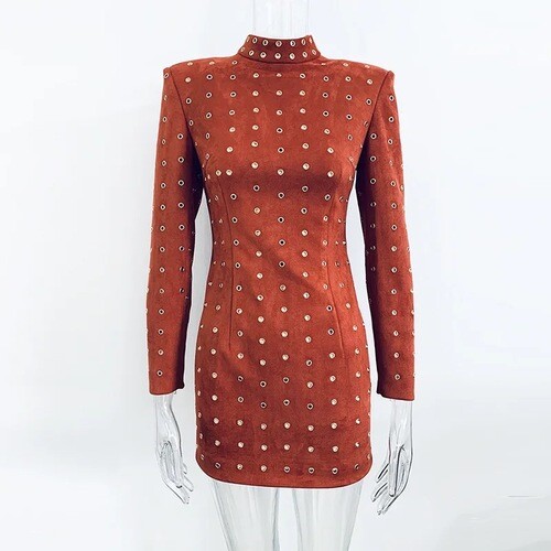 فستان شامواه برتقالي مع حلقات ذهبيه