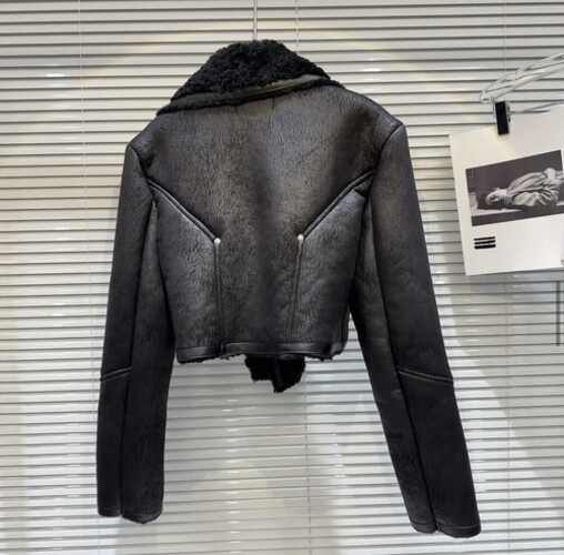 Stylish fur jacket black