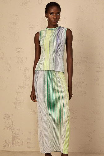 Green missoni style skirt with top