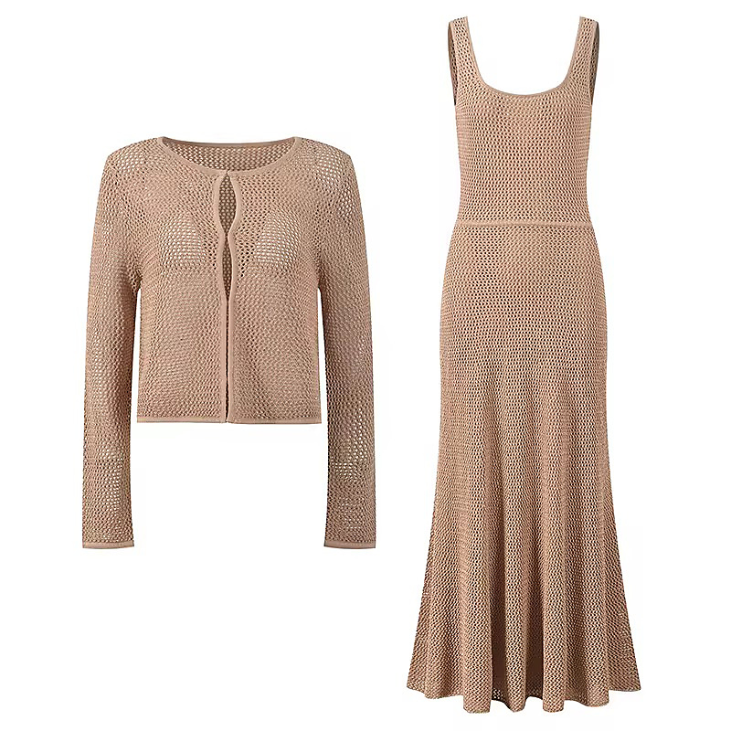 Set of cardigan and net dress with Swarovski