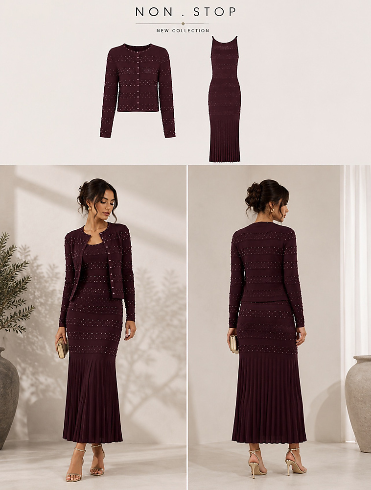Set dress with jacket Maroon