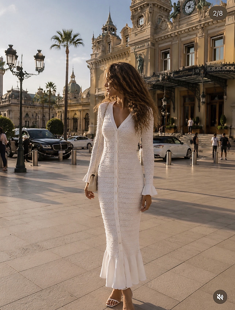Cardigan dress white with Swarovski
