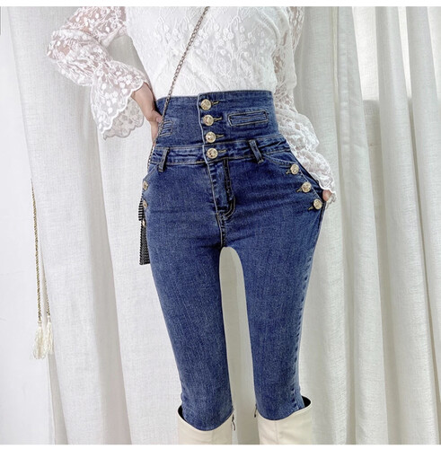 بنطلون جينز خصر رفيع