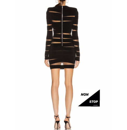 فستان اسود باندج مخطط