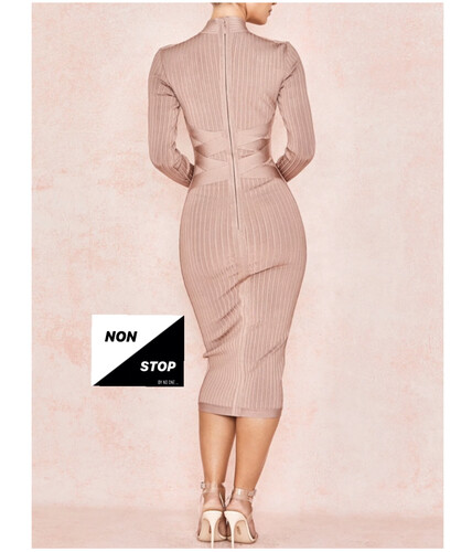 فستان ميدي باندج لون لحمي