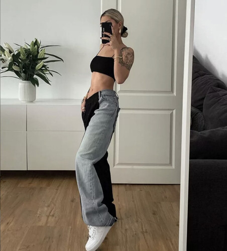 بنطلون اسود مع جينز