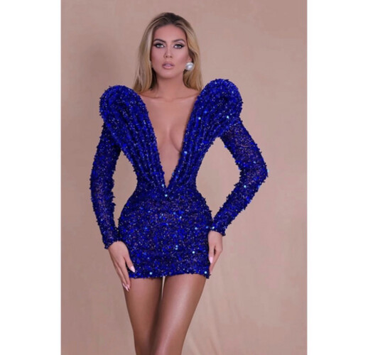 فستان ترتر لامع ازرق