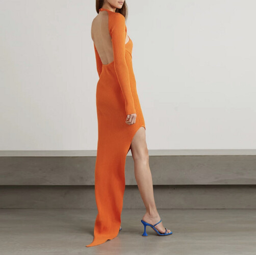 فستان سترج صيفي برتقالي