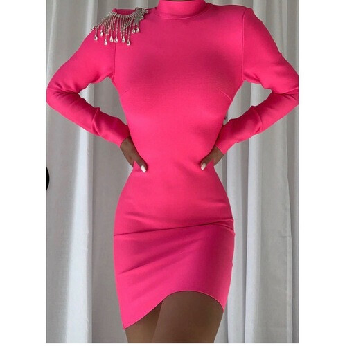 فستان استرج باندج وردي فوشيا مع سواروفسكي على الظهر