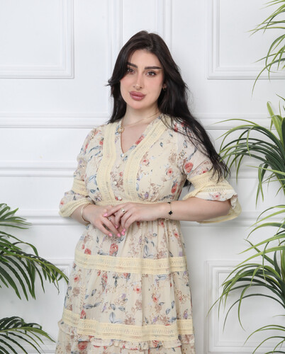 فستان شيفون اصفر