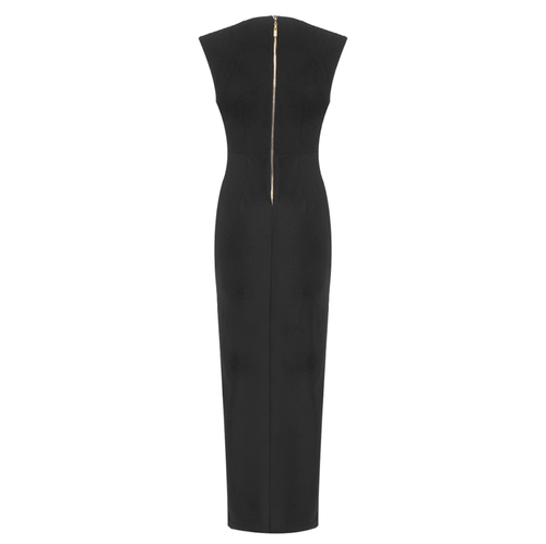 Maxi black dress with gold buttons