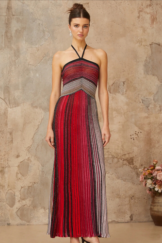 Missoni style dress red