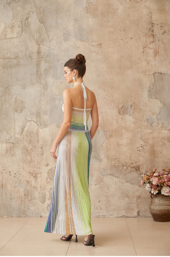 Summer maxi dress missoni style greem
