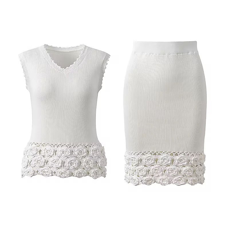 Set skirt with top white 01