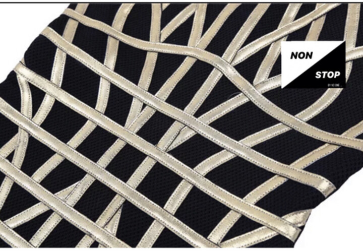 فستان باندج اسود بذهبي