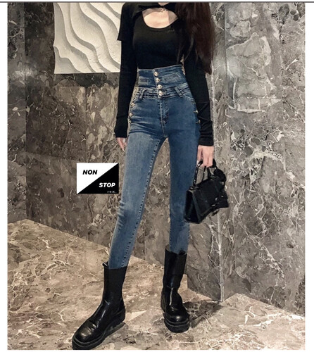 بنطلون جينز خصر رفيع