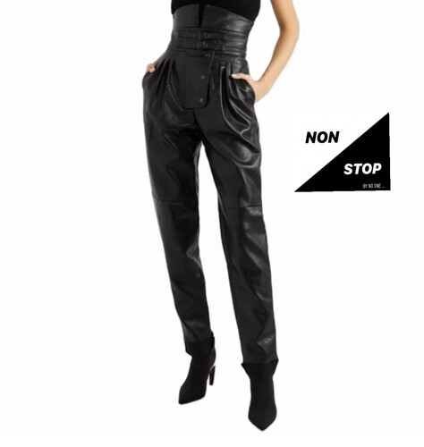 بنطلون جلد خصر عالي