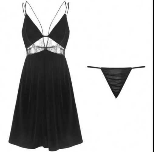 لانجري زيتي مخمل قطعتين