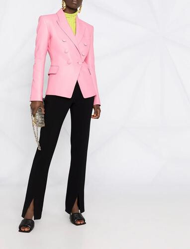 جاكيت جلد وردي فاتح