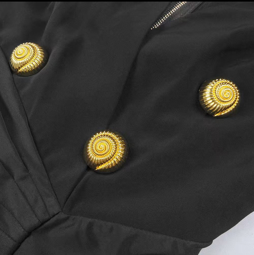 Maxi black dress with gold buttons