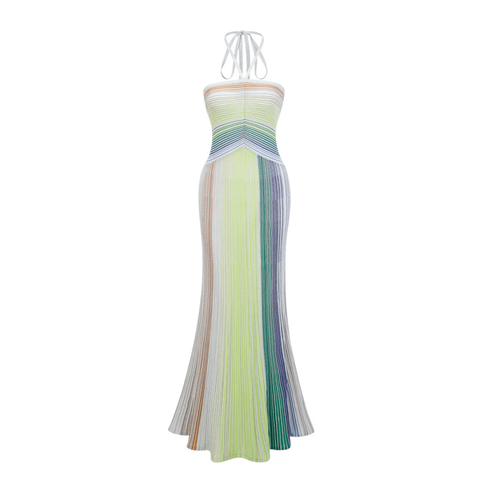Summer maxi dress missoni style greem