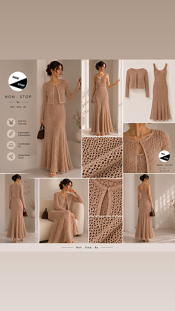 Set of cardigan and net dress with Swarovski