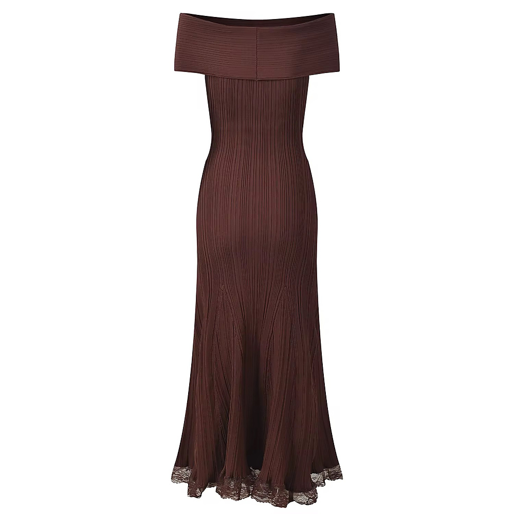 Brown off shoulder dress