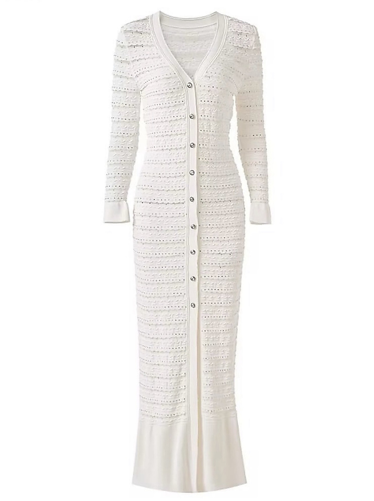 Cardigan dress white with Swarovski