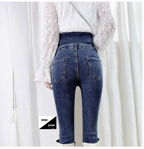 بنطلون جينز خصر رفيع