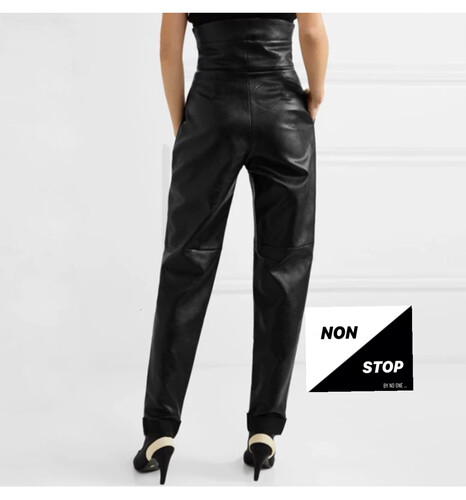 بنطلون جلد خصر عالي