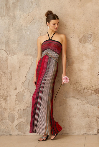Missoni style dress red