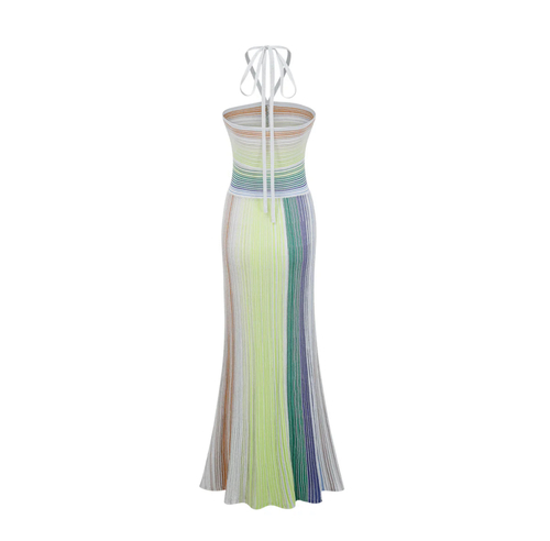 Summer maxi dress missoni style greem
